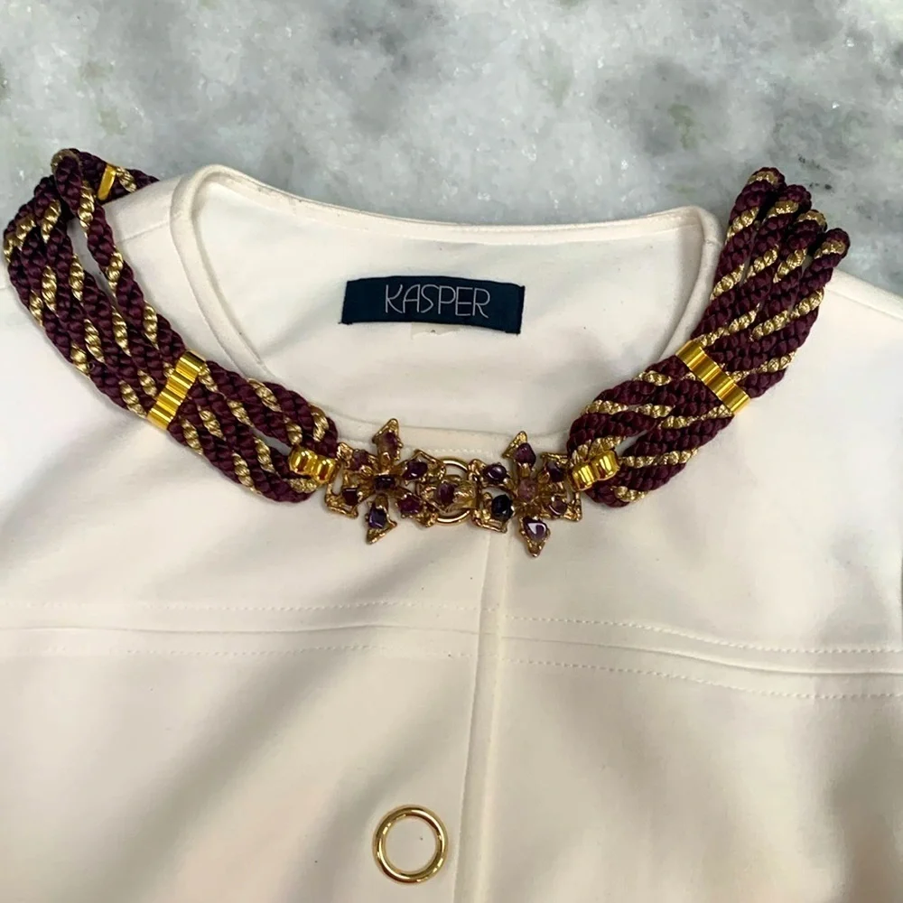 Vintage Jeweled Statement Belt or Necklace /Collar Purple Gold Franklab Designer